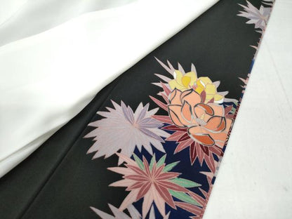 平和屋着物●豪華黒留袖　友禅　作家物　花鳥文　正絹　逸品　CAAU2980yc