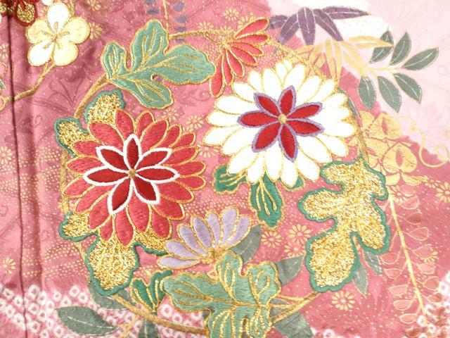 平和屋着物●豪華振袖　駒刺繍　絞り　道長流水枝垂れ草花文　ラメ糸　金彩　正絹　逸品　CAAU2982yc