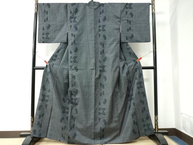 平和屋着物●本場大島紬　7マルキ　枝葉文　正絹　逸品　CAAU2995yc