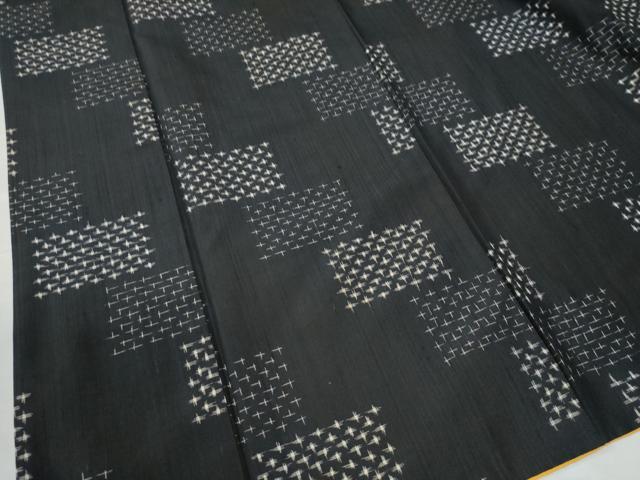 平和屋着物●上質な紬 短冊吉祥文 黒地 正絹 逸品 CAAU3009yc
