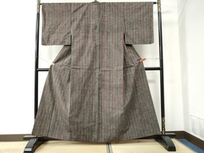 平和屋着物●上質な紬 縞 正絹 逸品 未使用 CAAU3013yc