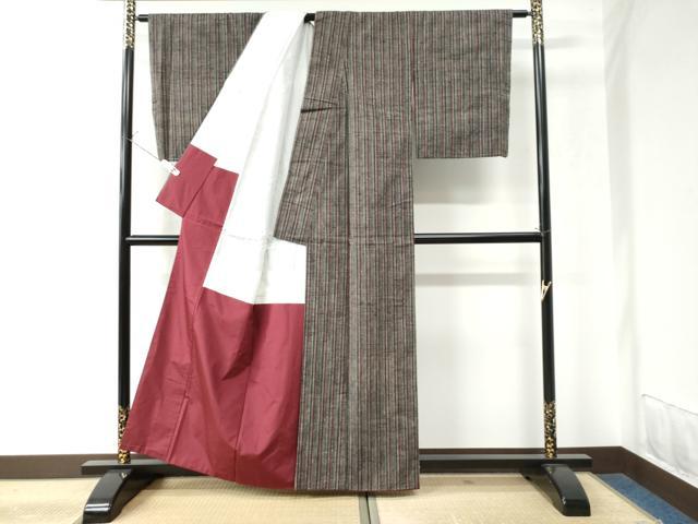 平和屋着物●上質な紬 縞 正絹 逸品 未使用 CAAU3013yc