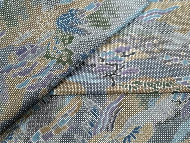 平和屋着物●本場大島紬　7マルキ　遠山霞風景文　正絹　逸品　CAAU3039yc