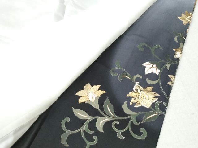 平和屋着物●豪華黒留袖 作家物 刺繍 貝紫 鬘帯鳳凰花唐草文 暈し染め 金彩 正絹 逸品 CAAU3048yc