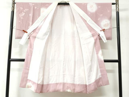 平和屋着物●長襦袢　袷　櫛　簪　蝶　舞桜　暈し染め　正絹　逸品　CAAU3049yc
