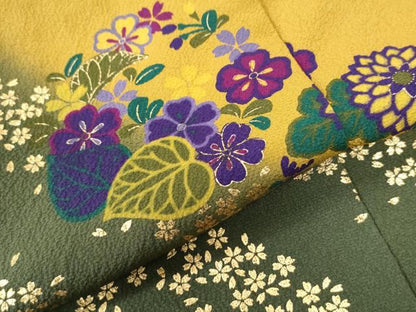 平和屋着物●豪華振袖 草花丸文 金彩 仮絵羽 逸品 未使用 CAAU3051yc