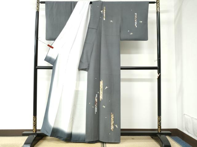 平和屋着物●訪問着　短冊流水草花文　金彩　正絹　逸品　CAAU3066yc