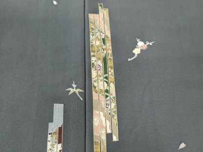 平和屋着物●訪問着　短冊流水草花文　金彩　正絹　逸品　CAAU3066yc