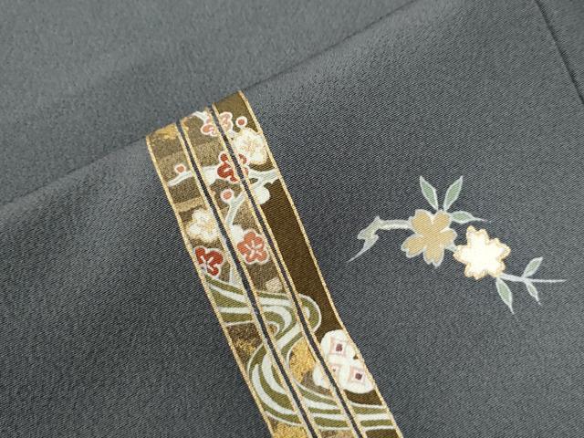 平和屋着物●訪問着　短冊流水草花文　金彩　正絹　逸品　CAAU3066yc