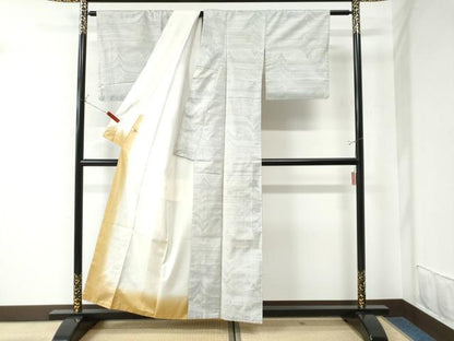 平和屋着物●本場大島紬 白大島 9マルキ 160亀甲 変わり縞 正絹 逸品 CAAU3069yc