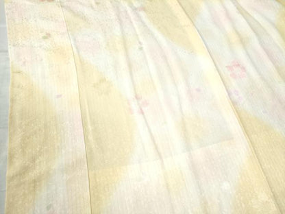 平和屋着物●振袖用長襦袢　無双仕立て　舞桜地紋　暈し染め　金通し地　京都きもの友禅扱い　半衿刺繍　正絹　逸品　CAAU3070yc
