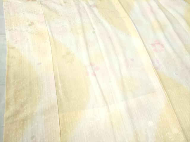 平和屋着物●振袖用長襦袢　無双仕立て　舞桜地紋　暈し染め　金通し地　京都きもの友禅扱い　半衿刺繍　正絹　逸品　CAAU3070yc