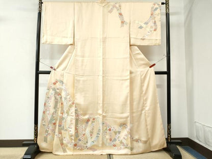平和屋着物●訪問着 駒刺繍 鬘帯宝尽くし吉祥花唐草文 金彩 正絹 逸品 CAAU3076yc