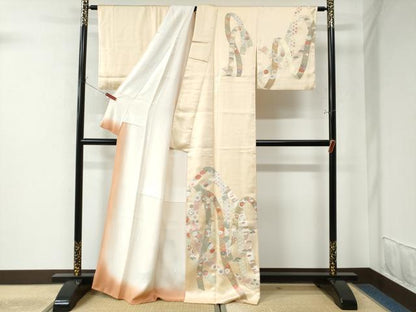 平和屋着物●訪問着 駒刺繍 鬘帯宝尽くし吉祥花唐草文 金彩 正絹 逸品 CAAU3076yc