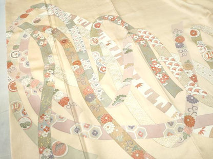 平和屋着物●訪問着 駒刺繍 鬘帯宝尽くし吉祥花唐草文 金彩 正絹 逸品 CAAU3076yc