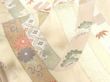 平和屋着物●訪問着 駒刺繍 鬘帯宝尽くし吉祥花唐草文 金彩 正絹 逸品 CAAU3076yc