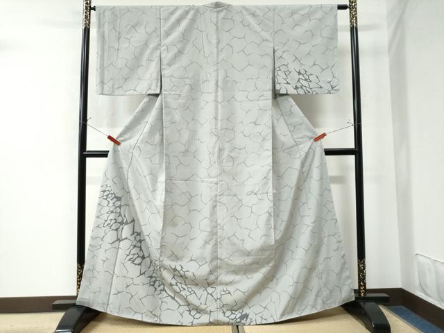 平和屋着物●訪問着 幾何学文様 鬼しぼ縮緬 正絹 逸品 CAAU3087yc