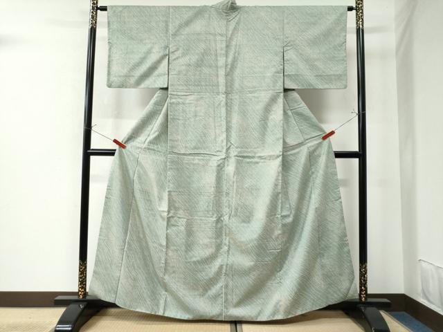 平和屋着物●上質な小紋 紬地 よろけ縞 正絹 逸品 CAAU3092yc