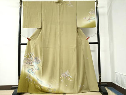 平和屋着物●訪問着 友禅 作家物 渡り橋浜松風景文 暈し染め 正絹 逸品 CAAU3097yc