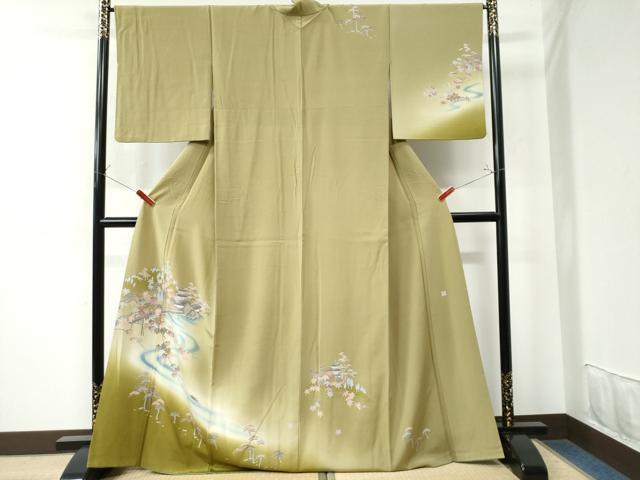 平和屋着物●訪問着 友禅 作家物 渡り橋浜松風景文 暈し染め 正絹 逸品 CAAU3097yc