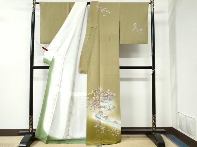 平和屋着物●訪問着 友禅 作家物 渡り橋浜松風景文 暈し染め 正絹 逸品 CAAU3097yc
