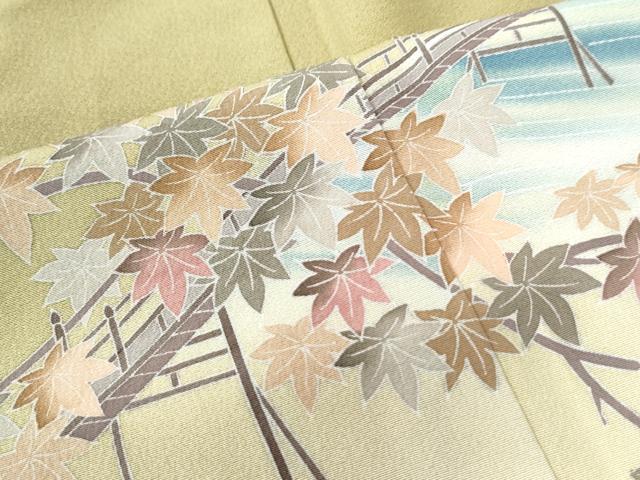 平和屋着物●訪問着 友禅 作家物 渡り橋浜松風景文 暈し染め 正絹 逸品 CAAU3097yc
