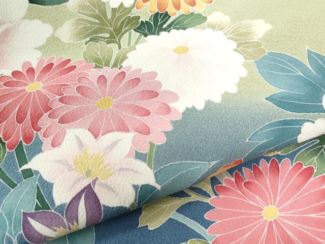 平和屋着物●訪問着　友禅　作家物　牡丹枝垂れ草花文　暈し染め　正絹　逸品　CAAU3103yc