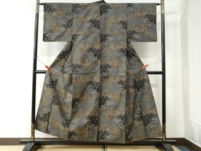 平和屋着物●本場大島紬 更紗花唐草文 正絹 逸品 CAAU3130yc