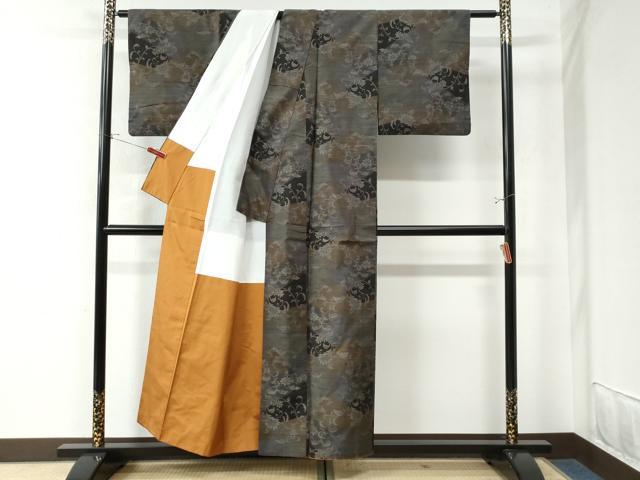平和屋着物●本場大島紬 更紗花唐草文 正絹 逸品 CAAU3130yc