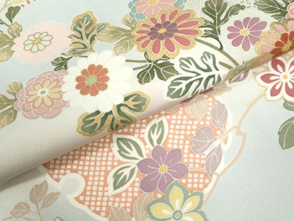 平和屋着物●創業460年・千總　訪問着　駒刺繍　雪輪秋草文　暈し染め　金彩　正絹　逸品　未使用　CAAU3165yc