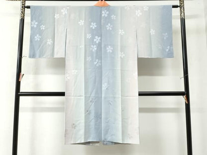平和屋着物●長襦袢 袷 作家物 舞桜地紋 暈し染め 半衿刺繍 正絹 逸品 未使用 CAAU3167yc