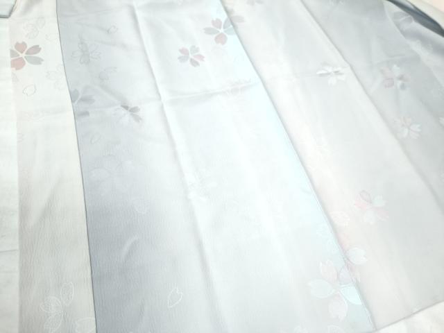 平和屋着物●長襦袢 袷 作家物 舞桜地紋 暈し染め 半衿刺繍 正絹 逸品 未使用 CAAU3167yc