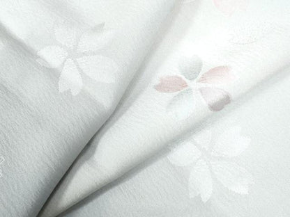 平和屋着物●長襦袢 袷 作家物 舞桜地紋 暈し染め 半衿刺繍 正絹 逸品 未使用 CAAU3167yc