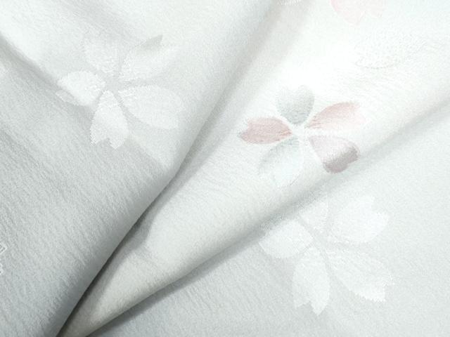 平和屋着物●長襦袢 袷 作家物 舞桜地紋 暈し染め 半衿刺繍 正絹 逸品 未使用 CAAU3167yc