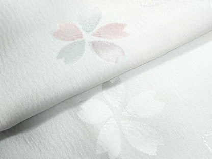平和屋着物●長襦袢 袷 作家物 舞桜地紋 暈し染め 半衿刺繍 正絹 逸品 未使用 CAAU3167yc