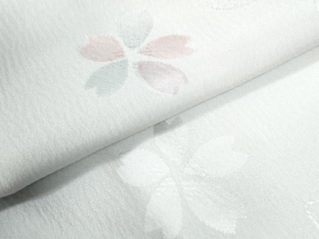 平和屋着物●長襦袢 袷 作家物 舞桜地紋 暈し染め 半衿刺繍 正絹 逸品 未使用 CAAU3167yc