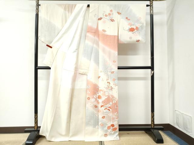 平和屋着物●訪問着 刺繍 花筏文 暈し染め 金彩 正絹 逸品 CAAU3182yc