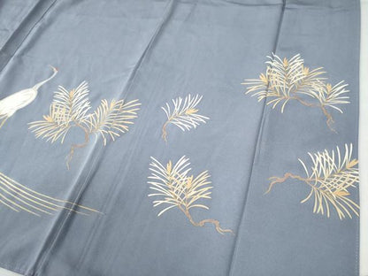 平和屋着物●豪華色留袖　駒刺繍　立波文　鶴　蓑亀　金銀彩　正絹　逸品　CAAU3188yc