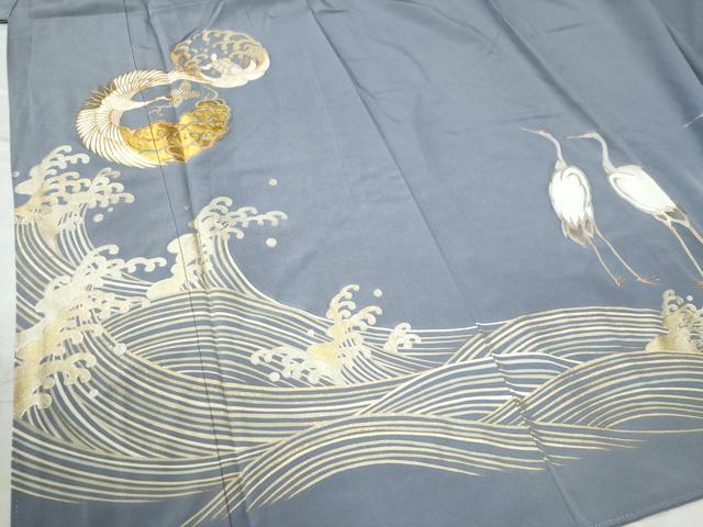 平和屋着物●豪華色留袖　駒刺繍　立波文　鶴　蓑亀　金銀彩　正絹　逸品　CAAU3188yc