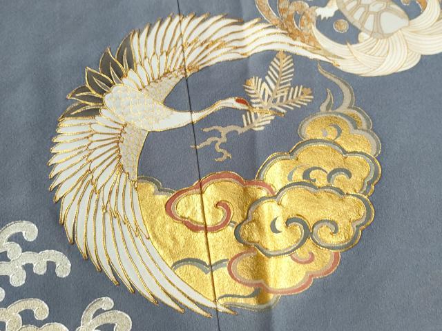平和屋着物●豪華色留袖　駒刺繍　立波文　鶴　蓑亀　金銀彩　正絹　逸品　CAAU3188yc