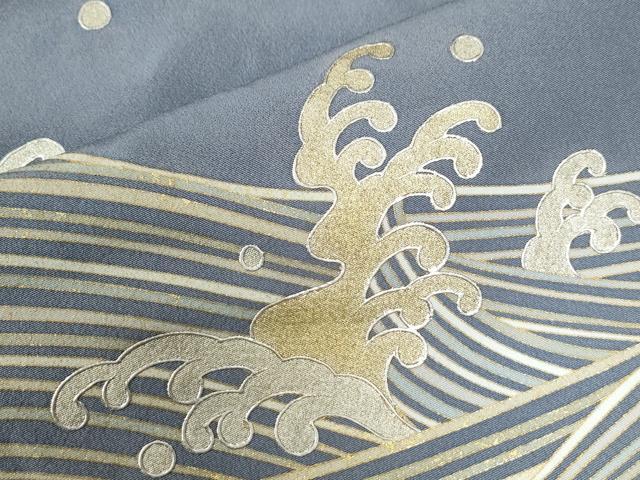 平和屋着物●豪華色留袖　駒刺繍　立波文　鶴　蓑亀　金銀彩　正絹　逸品　CAAU3188yc