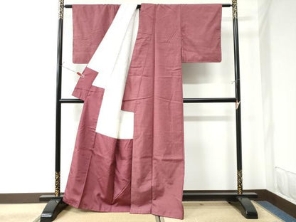平和屋着物●本草木染作家　瑞寶　結城紬　色無地　長春色　正絹　逸品　未使用　CAAU3200yc
