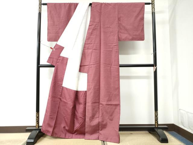 平和屋着物●本草木染作家　瑞寶　結城紬　色無地　長春色　正絹　逸品　未使用　CAAU3200yc