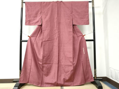 平和屋着物●本草木染作家　瑞寶　結城紬　色無地　長春色　正絹　逸品　未使用　CAAU3200yc