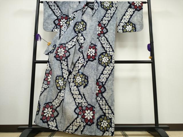 平和屋着物∴夏物 浴衣 有松鳴海絞り 吉祥花文 綿 逸品 CAAU3435ng