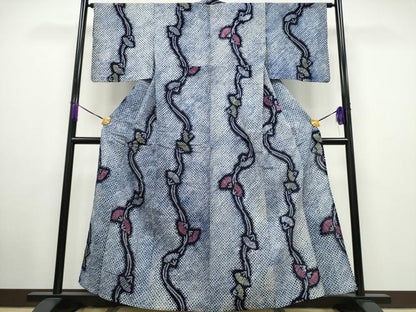 平和屋着物∴夏物 浴衣 有松鳴海絞り 蔦の葉文 綿 逸品 CAAU3453ng