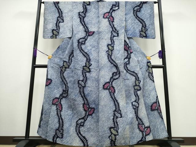 平和屋着物∴夏物 浴衣 有松鳴海絞り 蔦の葉文 綿 逸品 CAAU3453ng