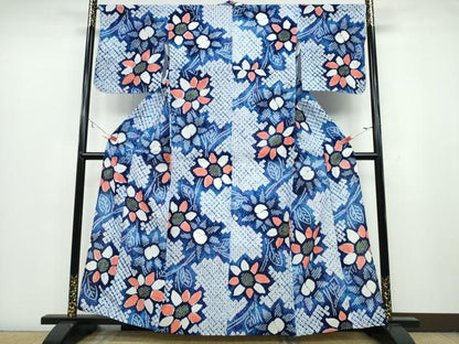平和屋着物∴夏物　浴衣　有松鳴海絞り　枝花文　綿　逸品　CAAU3515ng
