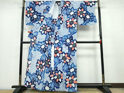平和屋着物∴夏物　浴衣　有松鳴海絞り　枝花文　綿　逸品　CAAU3515ng