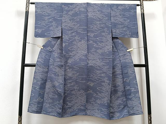 平和屋着物▽上質な小紋 単衣 風景文 正絹 逸品 CAAU3782xi